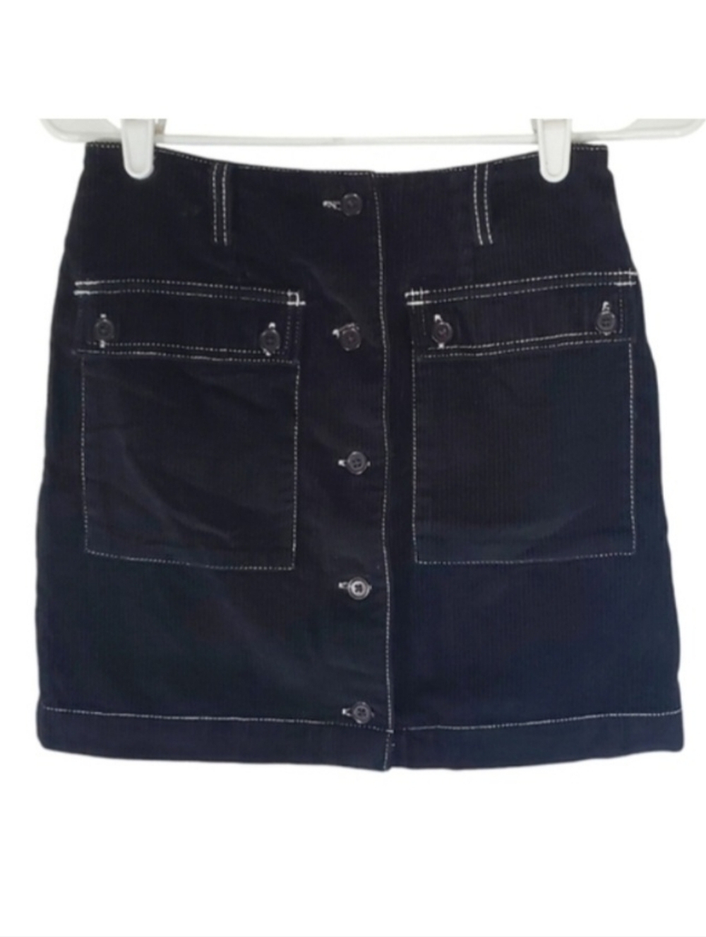 1428 * BDG Corduroy Button Front Mini Skirt Black Size XS